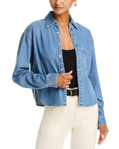 Veronica Beard Aderes Cropped Denim Shirt In Starlight