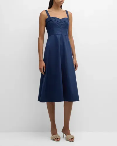 Veronica Beard Aila Sleeveless A-line Midi Dress In Blue