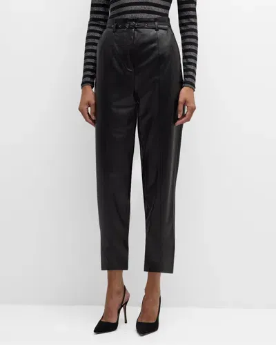 Veronica Beard Analise Vegan Leather Cropped Pants In Black