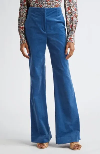 Veronica Beard Basima Stretch Corduroy Flare Pants In Deep Ocean