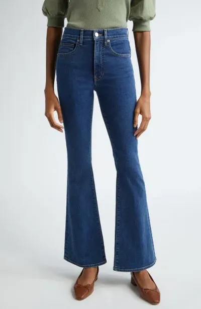 Veronica Beard Beverly High Waist Stretch Flare Jeans In Bright Blue