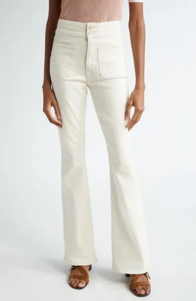 Veronica Beard Beverly Patch Pocket Skinny Flare Jeans In Ecru