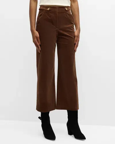 Veronica Beard Brynleigh Corduroy Cropped Pants In Dark Cocoa