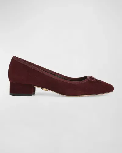 Veronica Beard Cecelia Suede Block-heel Ballerina Pumps In Acai