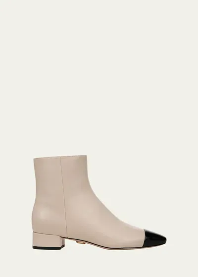 Veronica Beard Cecile Bicolor Cap-toe Ankle Booties In Ecru/black