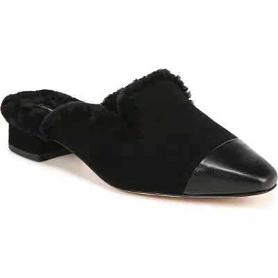 Veronica Beard Cecile Genuine Shearling Mule In Black/black