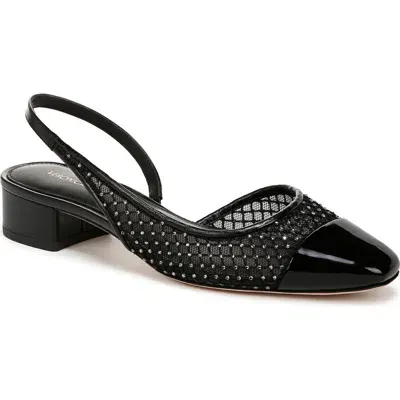 Veronica Beard Cecile Sling Womens Mesh Block Heel Slingbacks In Black Diamond