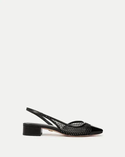 Veronica Beard Cecile Rhinestone Mesh Cap-toe Slingback In Black Rhinestone