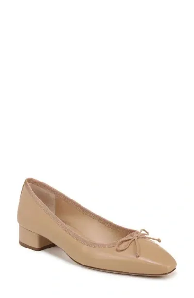 Veronica Beard Cecile Leather Bow Ballerina Pumps In Bisque