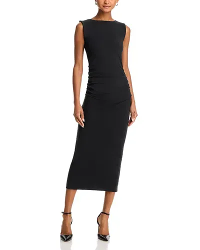 Veronica Beard Charissa Ruched Midi Dress In Black