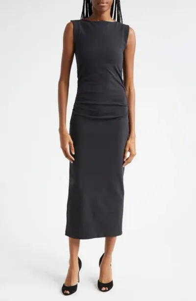 Veronica Beard Charissa Sleeveless Stretch Cotton Midi Dress In Black