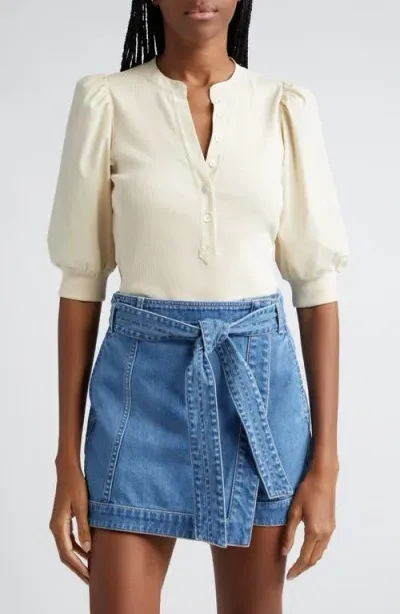 Veronica Beard Coralee Front Button Blouse In Limestone