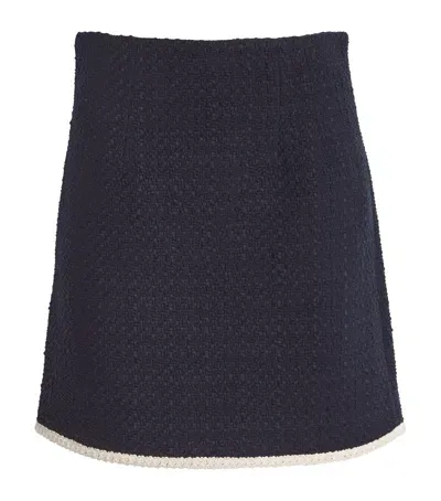 Veronica Beard Crochet Roman Mini Skirt In Navy