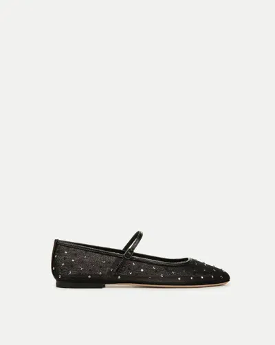 Veronica Beard Ellie Crystal Mesh Flat In Black