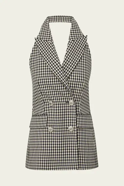 Veronica Beard Enfield Gingham Vest In Black Ecru In Multi