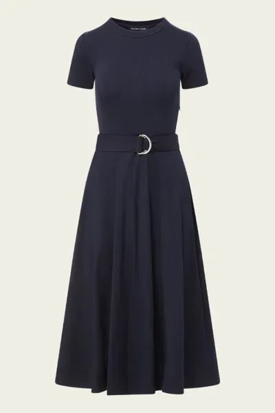 Veronica Beard Facia Mixed-media Dress In Navy