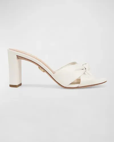 Veronica Beard Ganita Knotted Leather Slide Sandals In Coconut