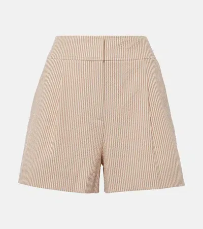 Veronica Beard Haina High-rise Cotton Seersucker Shorts In Multicoloured