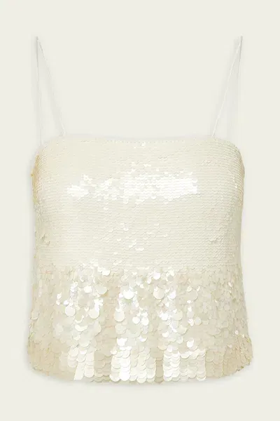 Veronica Beard Harmoni Sequin Tank In Iridescent Off-white