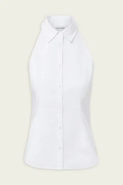 Veronica Beard Harper Poplin Top In White