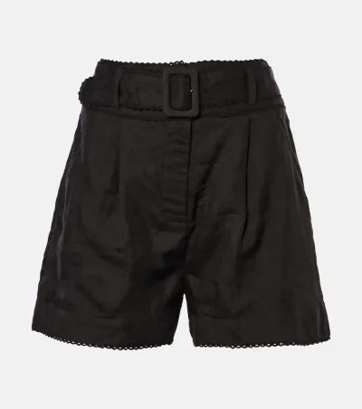 Veronica Beard Hobbes High-rise Ramie Shorts In Black