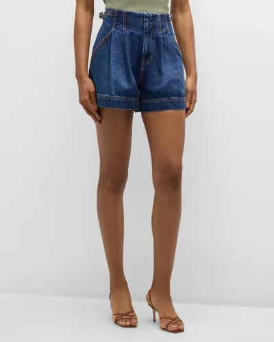 Veronica Beard Jaffe Denim Shorts In Bright Blue