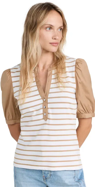 Veronica Beard Jean Kellie Top Off White/khaki