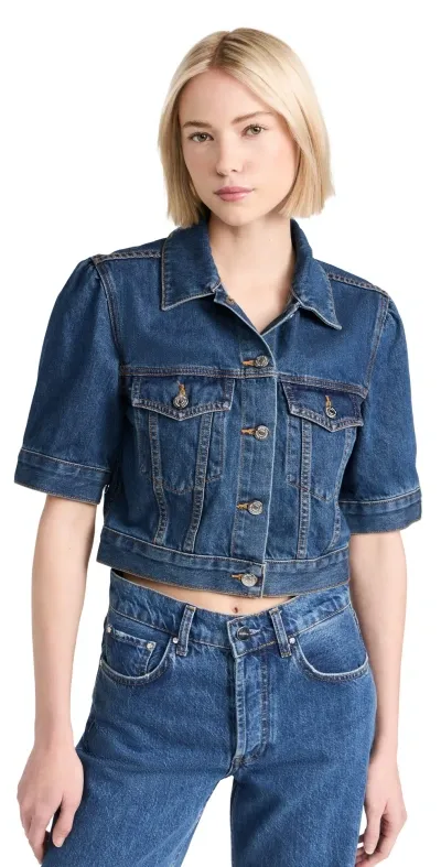 Veronica Beard Jean Raina Short Sleeve Denim Jacket Serendipity