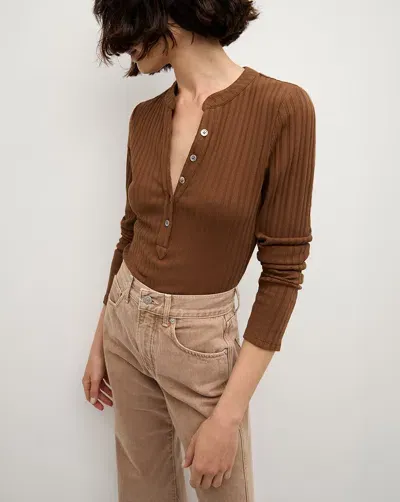 Veronica Beard Jocelyn Henley Shirt In Brown