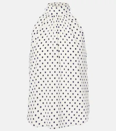 Veronica Beard Kovi Polka-dot Silk-blend Top In Blue