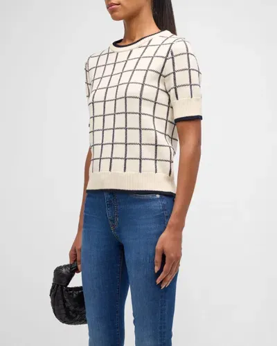 Veronica Beard Krissa Short-sleeve Pullover In Ivory/navy