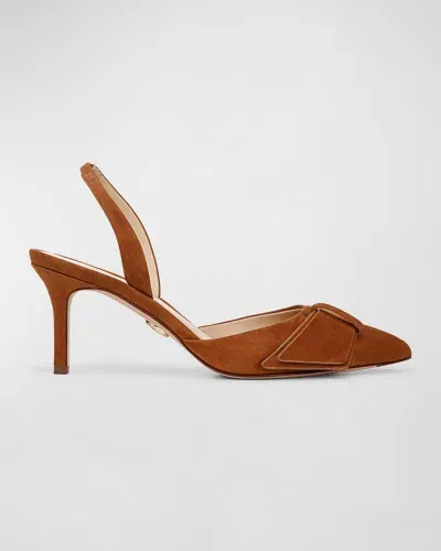 Veronica Beard Lisbeth Suede Halter Pumps In Caramel Brown Suede