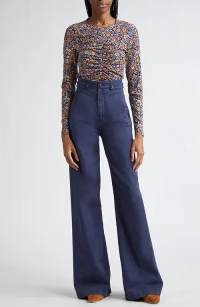 Veronica Beard Maisel High Waist Wide Leg Pants In Marine