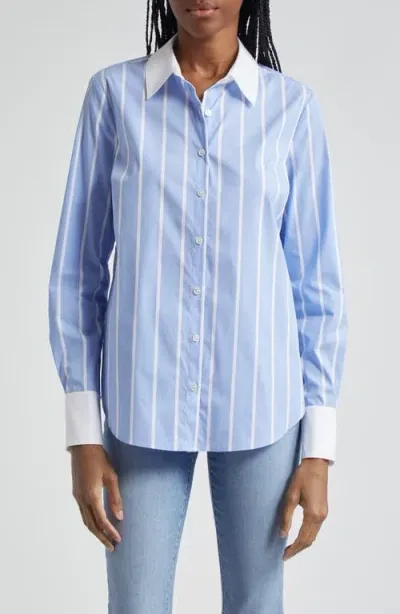 Veronica Beard Marisol Stripe Cotton Blend Button-up Shirt In Striped Motif