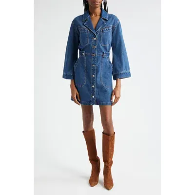 Veronica Beard Mckinely Long Sleeve Denim Minidress In Cornflower