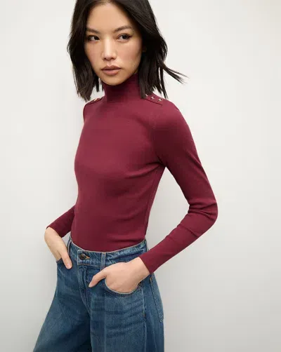 Veronica Beard Nate Top With Buttons In Wine