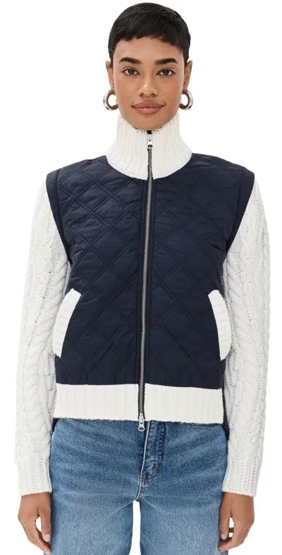 Veronica Beard Patra Mixed Media Jacket Navy/ivory In Blue