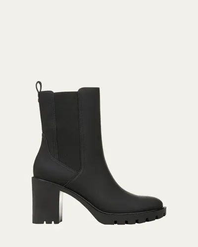 Veronica Beard Riley Leather Block-heel Chelsea Booties In Black