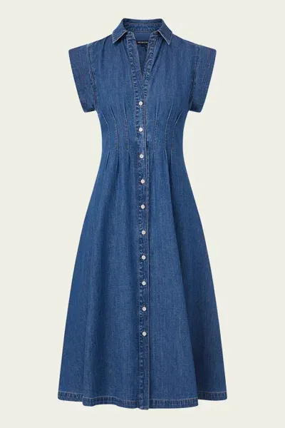 Veronica Beard Ruben Cotton Chambray Shirtdress In Cornflower In Blue