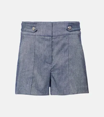 Veronica Beard Runo High-rise Linen-blend Shorts In Blue