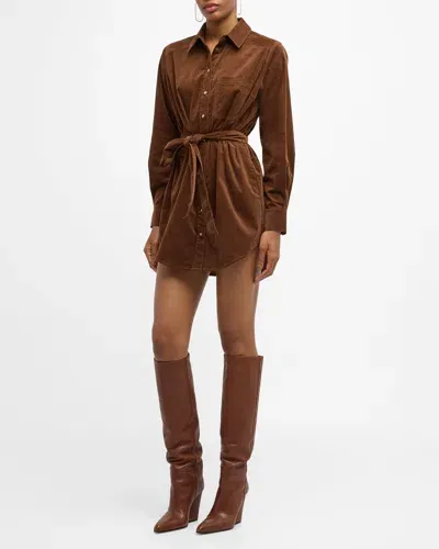 Veronica Beard Ryan Corduroy Shirtdress In Dark Cocoa