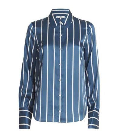 Veronica Beard Silk-blend Striped Monique Shirt In Blue