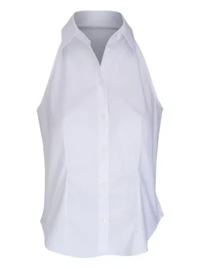 Veronica Beard Sleeveless Poplin Top In Weiss