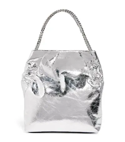 Veronica Beard Small Metallic Leather Slouch Shoulder Bag In Silver