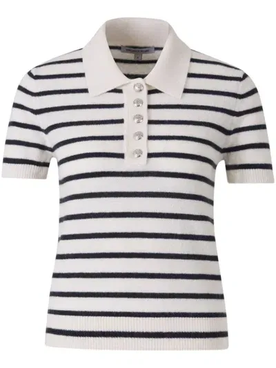 Veronica Beard Striped Polo Top In Blue