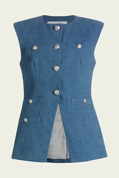 Veronica Beard Tamara Denim Vest In Light Cornflower In Blue