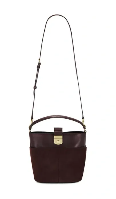 Veronica Beard The Crest Lock Bucket Bag In Chestnut