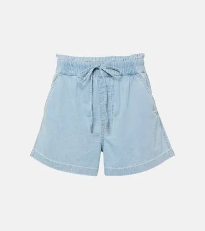 Veronica Beard Tijana Cotton Chambray Shorts In Blue