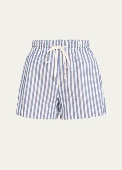 Veronica Beard Tijana Stripe Drawstring Shorts In Bluewhite Stripe