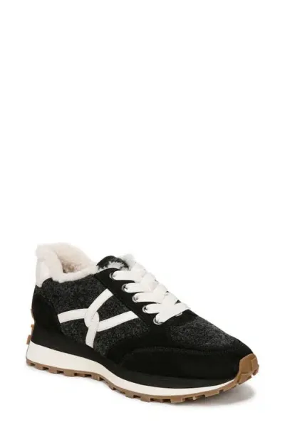 Veronica Beard Valentina Genuine Shearling Lined Sneaker In Black